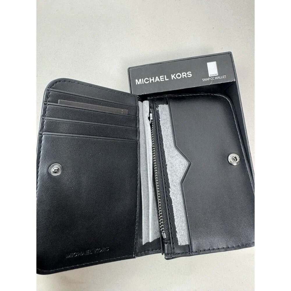 Michael Kors Hudson Pebbled Leather Snap Card Case Wallet